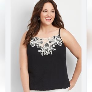 Maurices | Floral Crocheted Black Tank Top